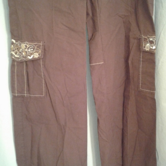 Daisy Fuentes 2 Cargo Pants embellished Brown - Picture 3 of 8